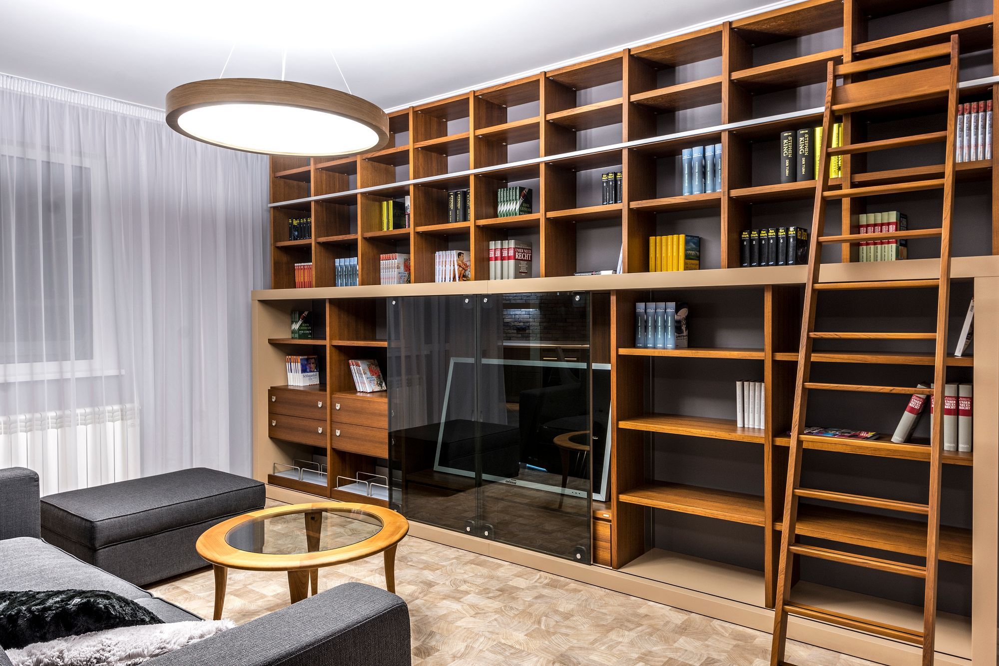 Built-in timber shelving made to measure